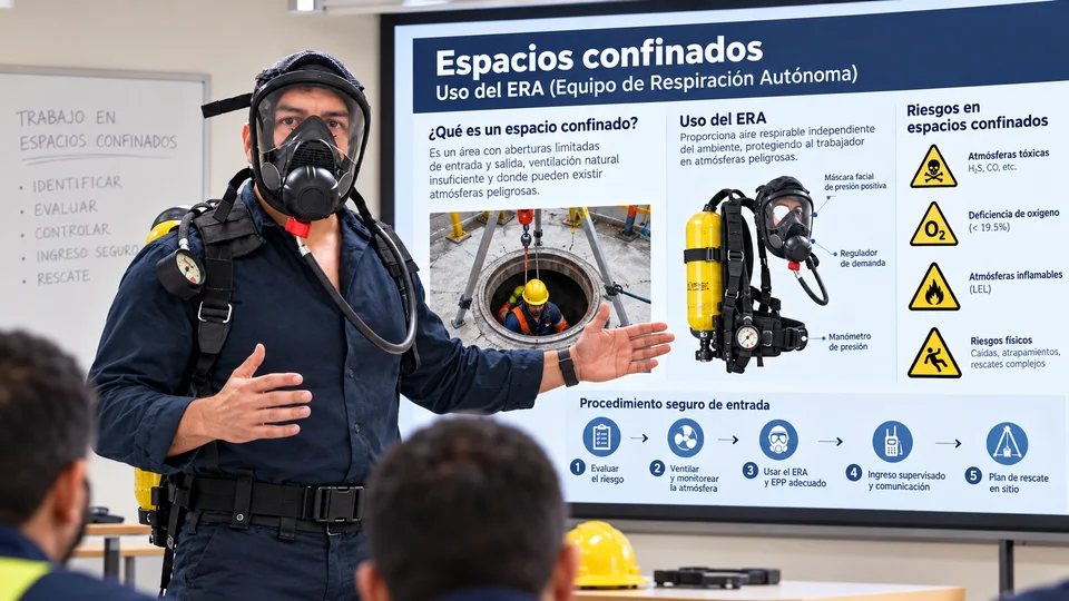 Andrés Espinoza en formación de seguridad industrial